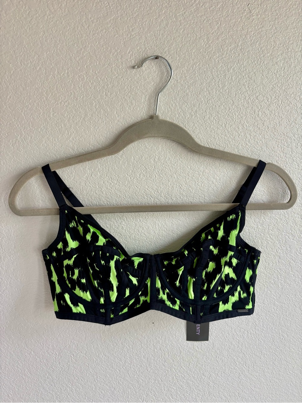 Savage X Fenty Neon Green & Black Animal-Print Underwire Bra